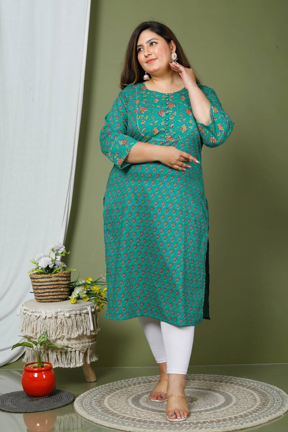 Swasti Women Printed Pure Cotton Straight Kurta (Blue)