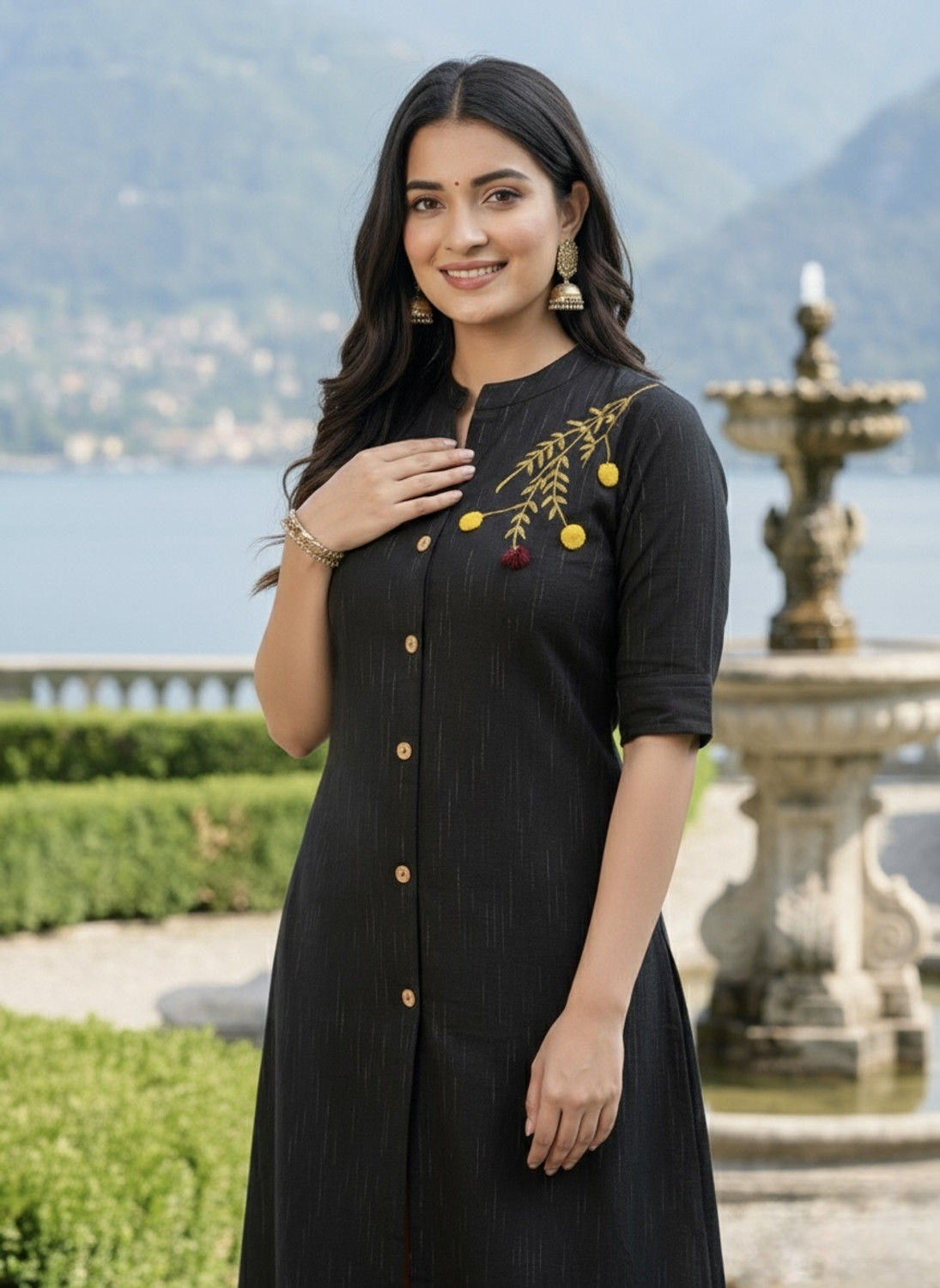 Image of WRADAH Women Embroidered A-line Kurta