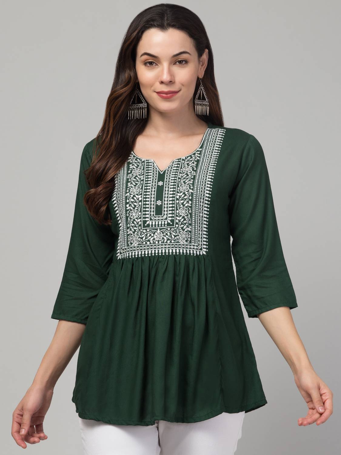 CROWN KING GARMENTS Women Embroidered Viscose Rayon Flared Kurta