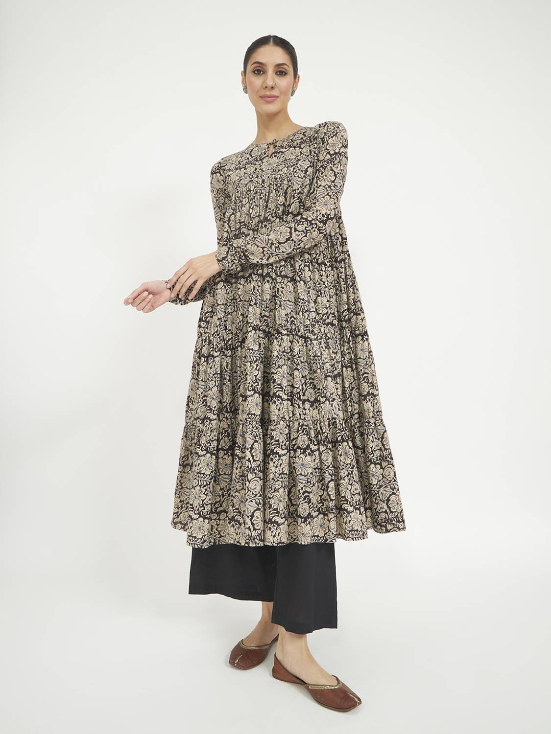 FIORRA Women Black Paisley Anarkali Kurta - Image 1