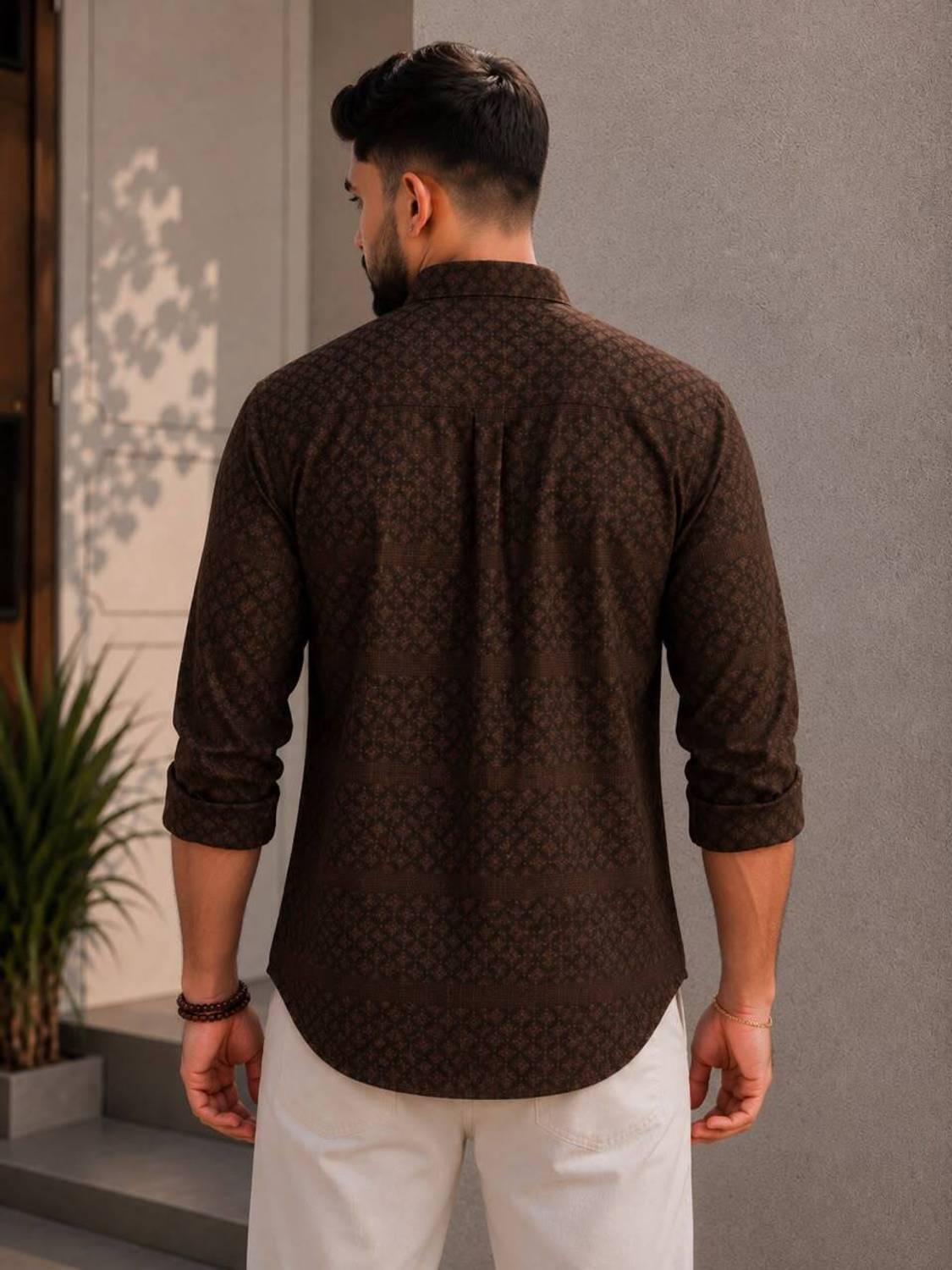 VELLOSTA Men Printed A-line Kurta Brown - Image 2