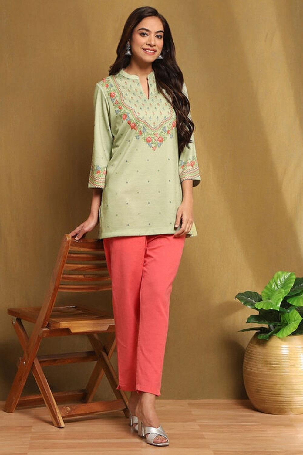 Image of BIBA Women Printed Straight Kurta