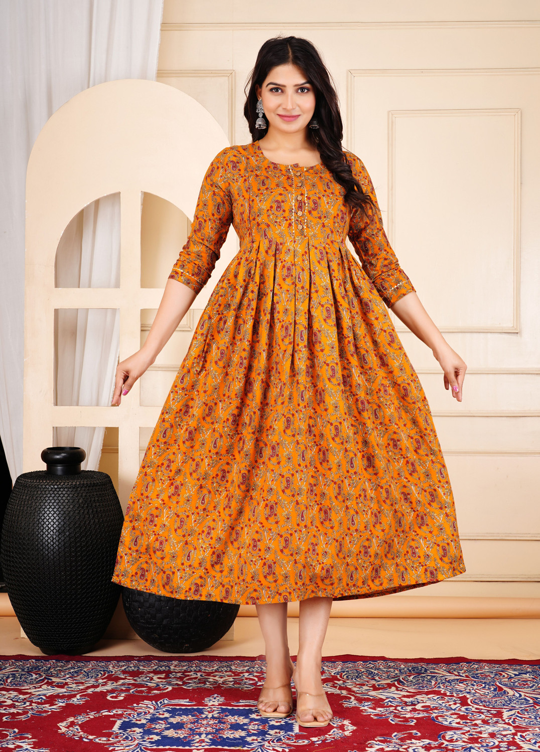 Image of PIROKI Women Printed Anarkali Kurta
