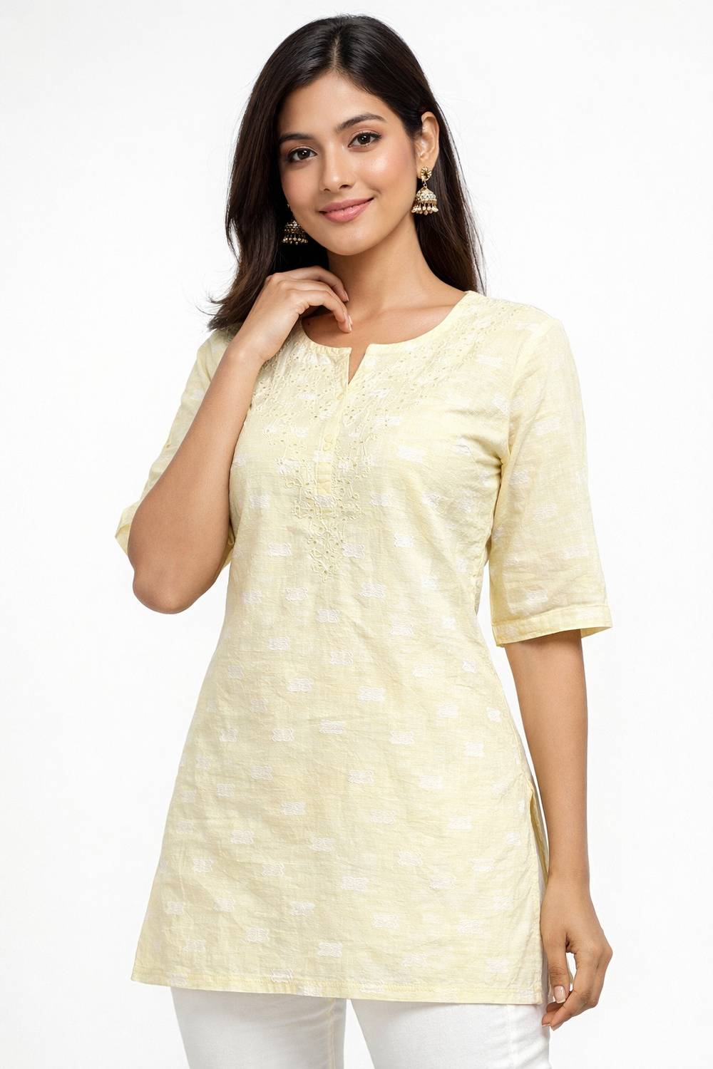 AKSM Women Printed, Embroidered Straight Kurta