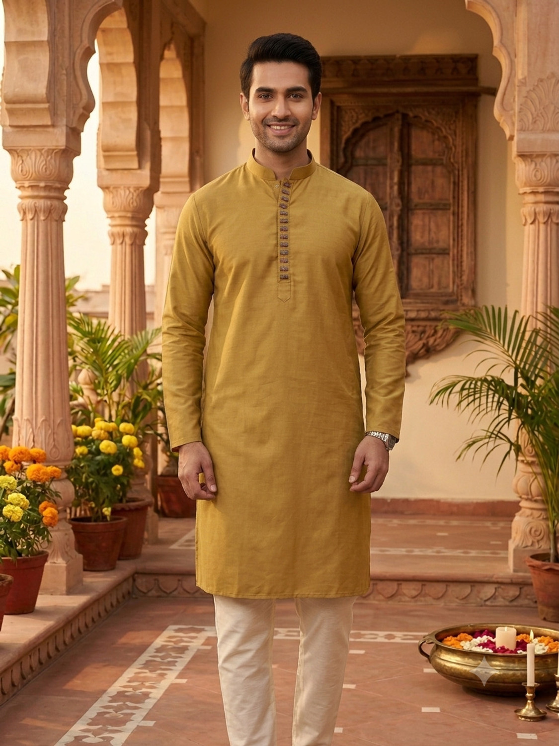 Image of SOUNIK FASHION SDS Men Solid Straight Kurta