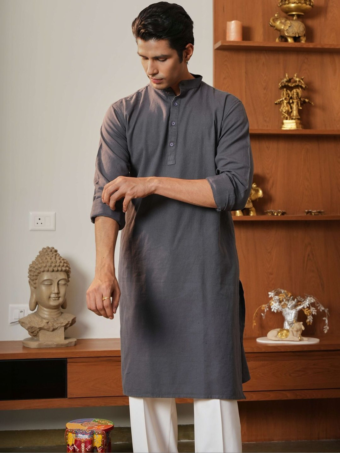 Image of ANOUK Men Solid Straight Kurta