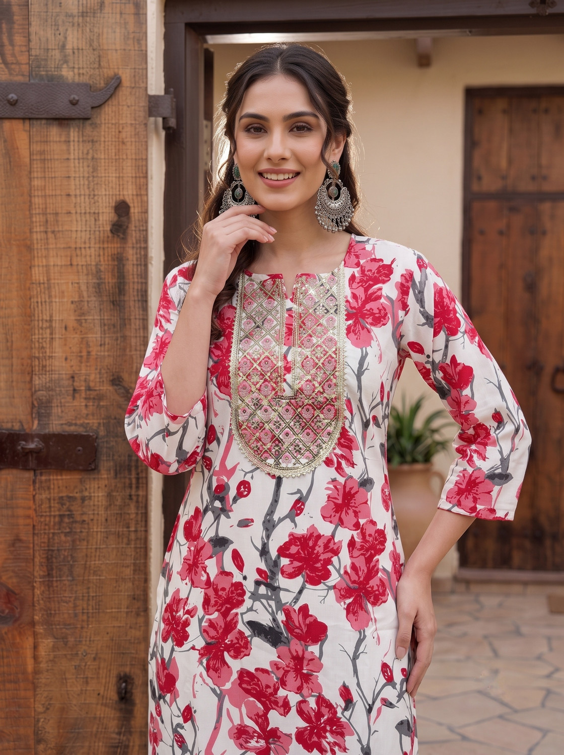 PHYSIL Women Embroidered Straight Kurta
