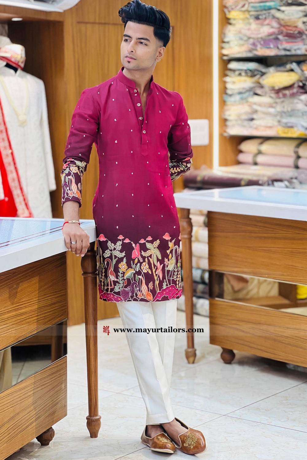 CRYSTALREVENUE Men Embroidered Straight Kurta - Image 3
