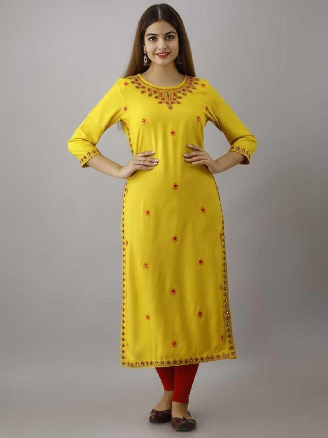 Image of Mehsoos Fashion Women Embroidered Straight Kurta