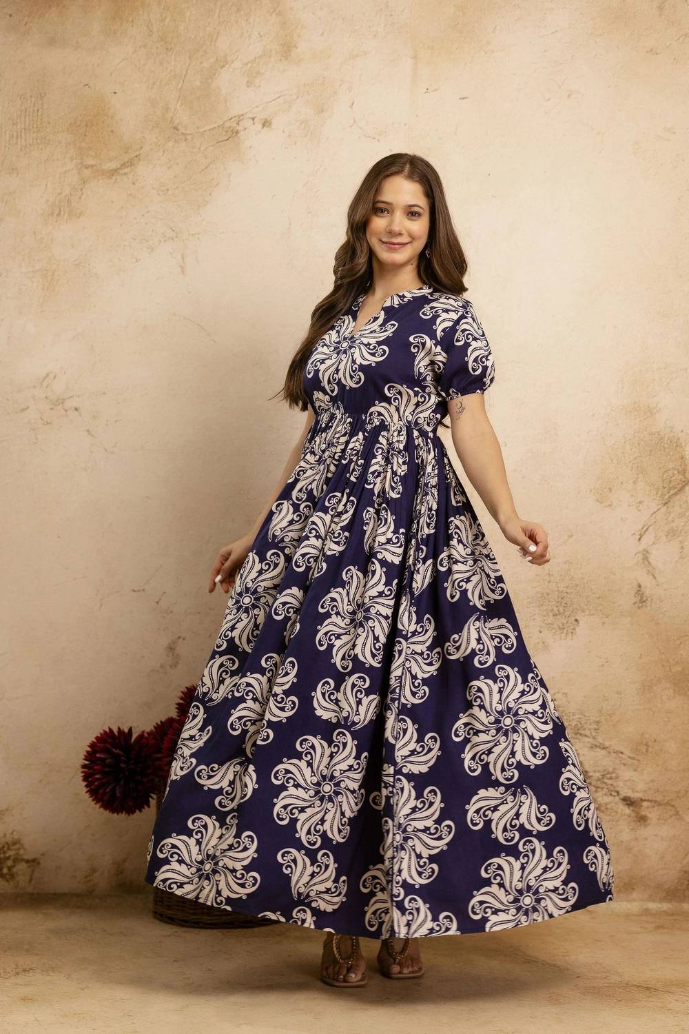 Purshottam Wala Women Floral Print Viscose Rayon Anarkali Kurta (