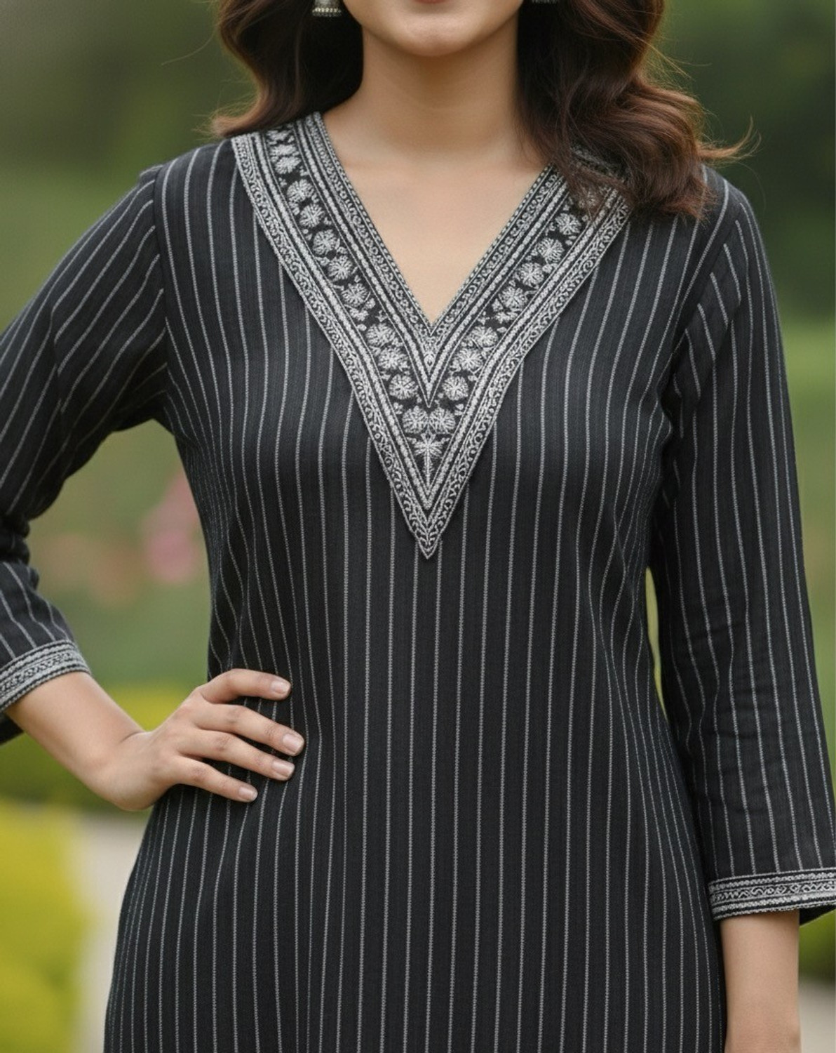 Image of CLASSYSTREET Women Striped Straight Kurta