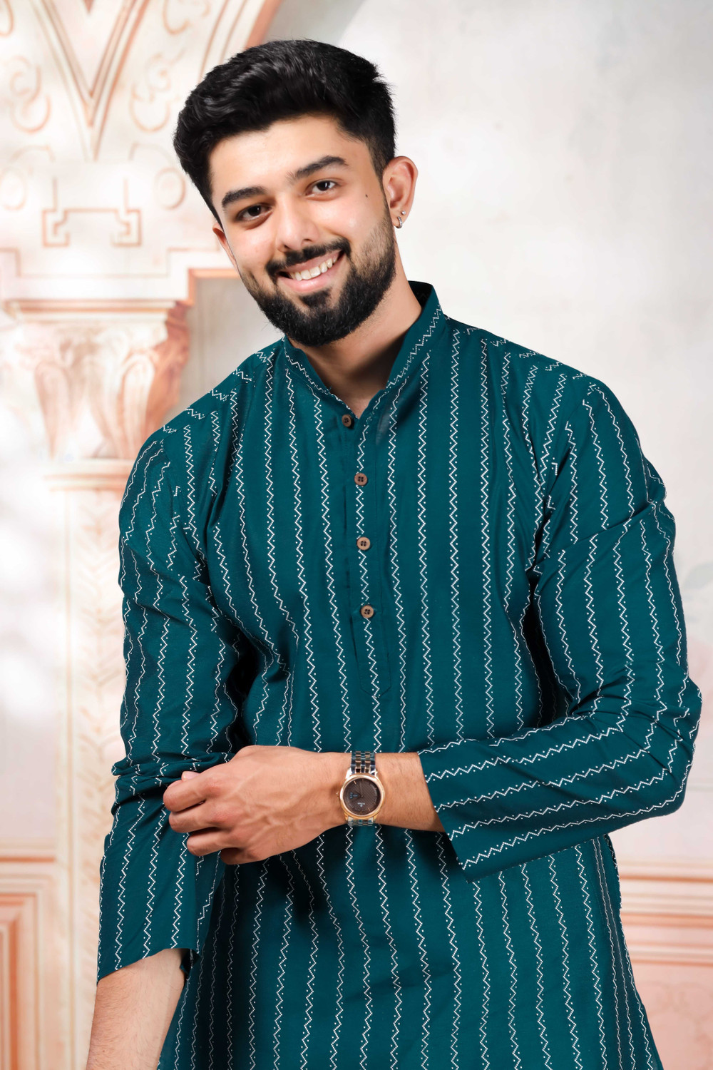 Image of Koshin Men Striped Straight Kurta