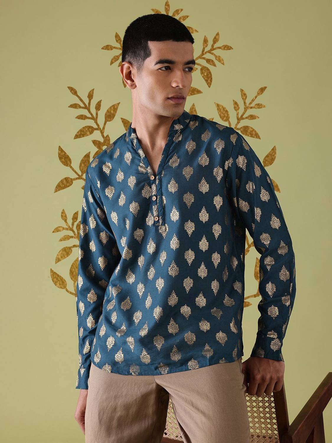 ANOUK Men Chikan Embroidery Straight Kurta