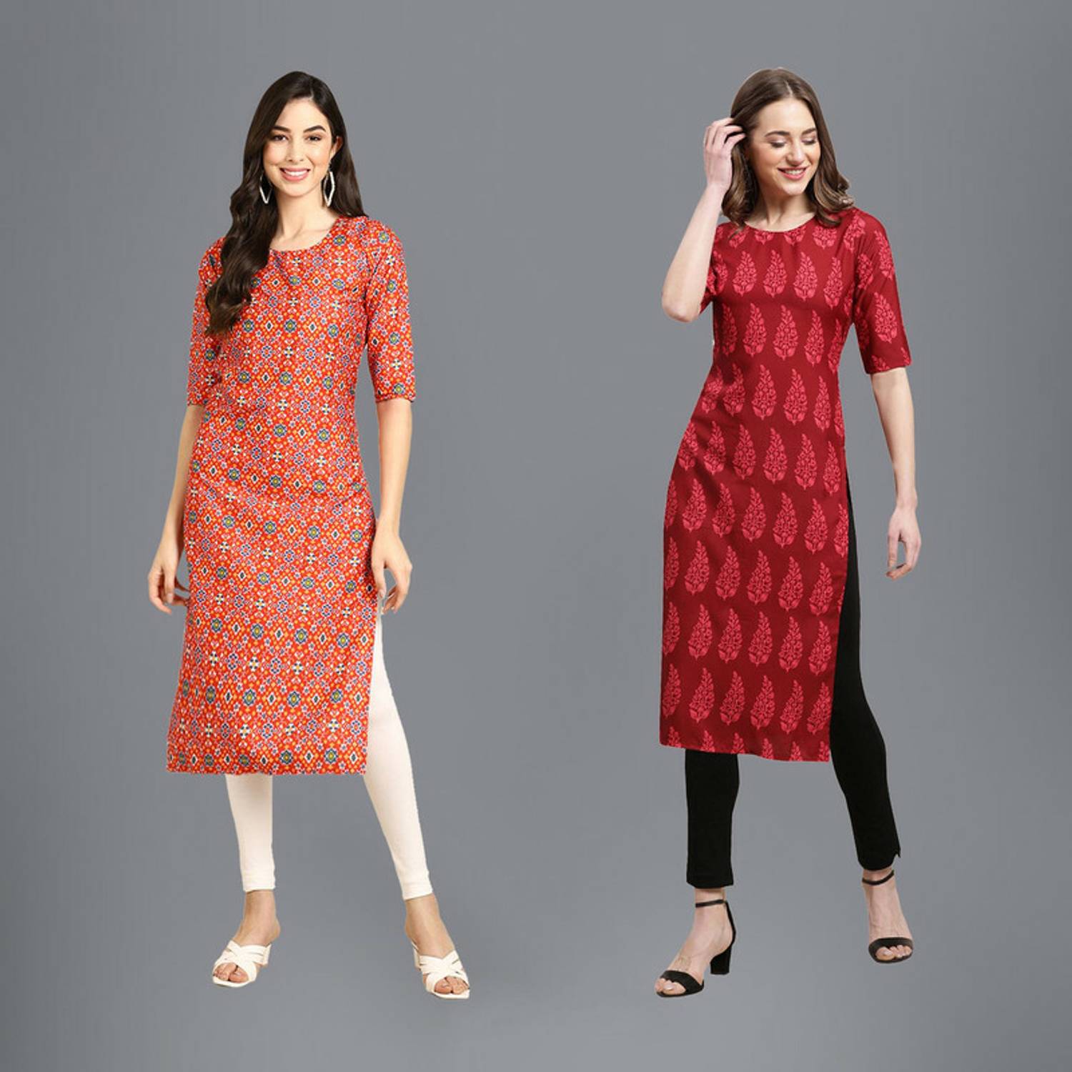 1 Stop Fashion Women Printed, Geometric Print, Paisley Straight Kurta