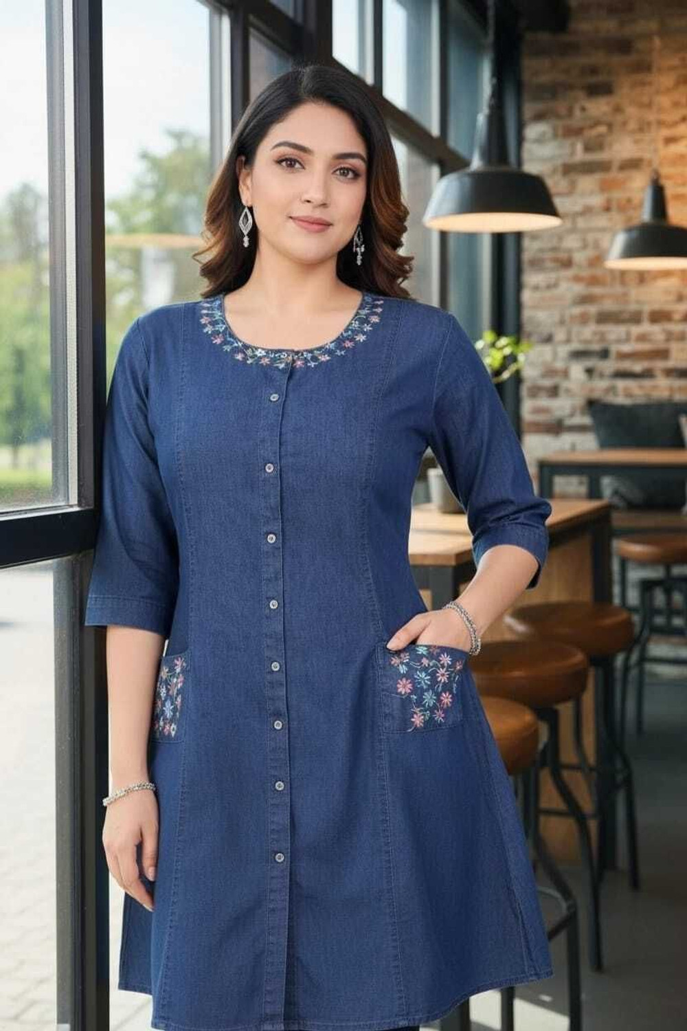 Image of sthreevsatra Women Embroidered A-line Kurta
