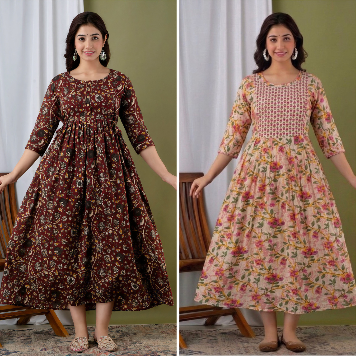 Image of The JD Women Printed Anarkali Kurta