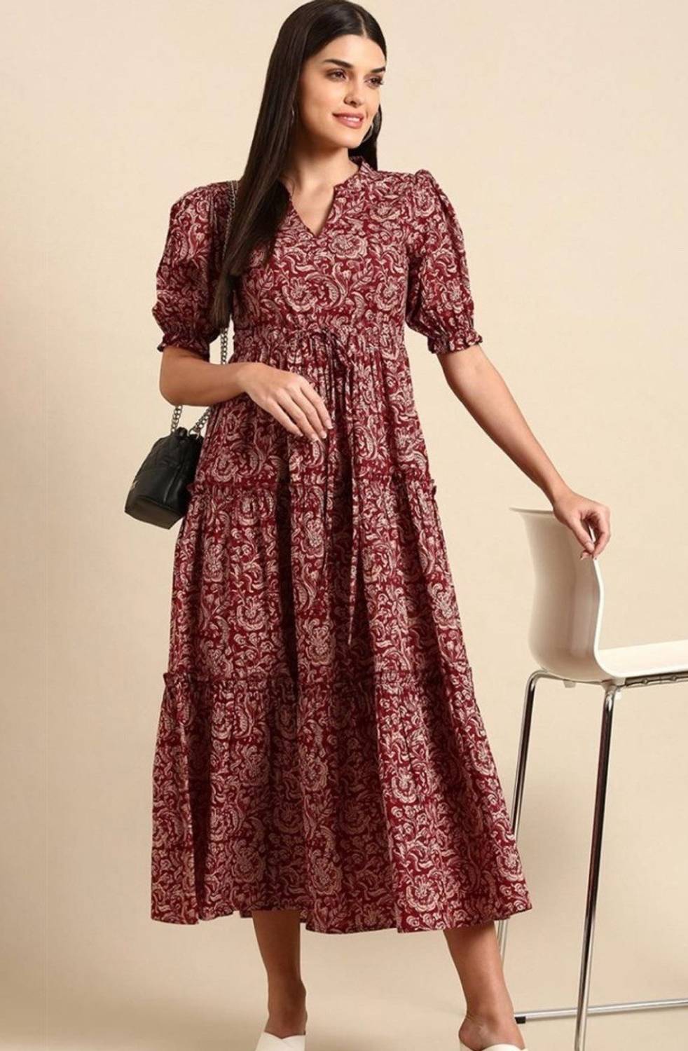 AAFAMI Women Floral Print Anarkali Kurta