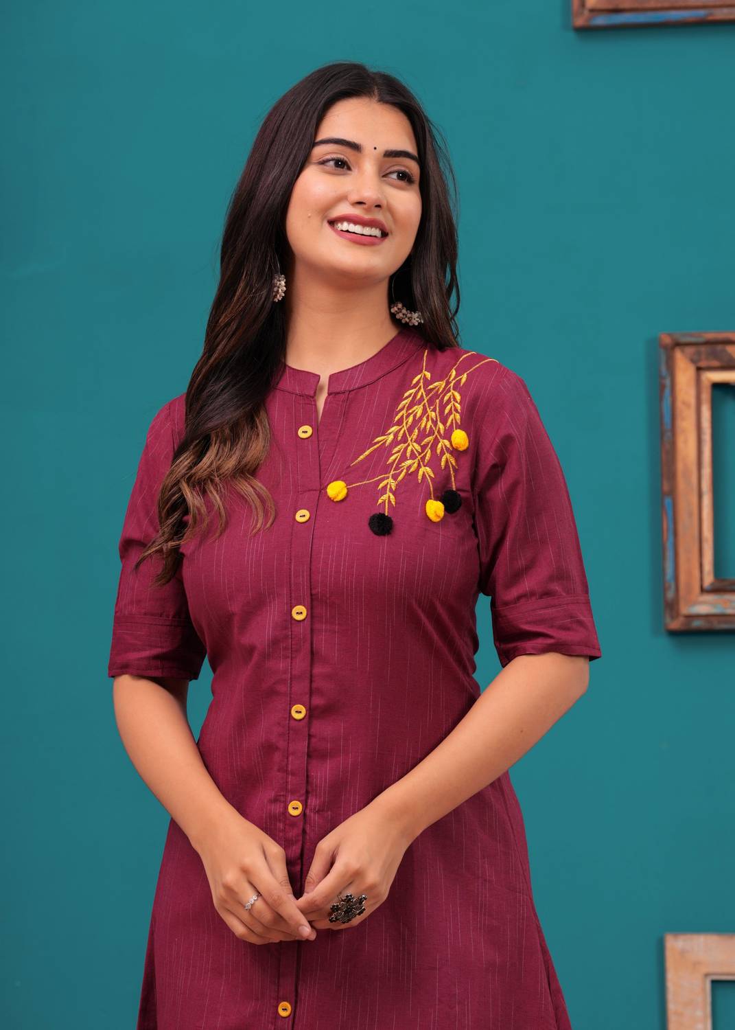 heartloom Women Embroidered Pure Cotton A-line Kurta (Multicolor)