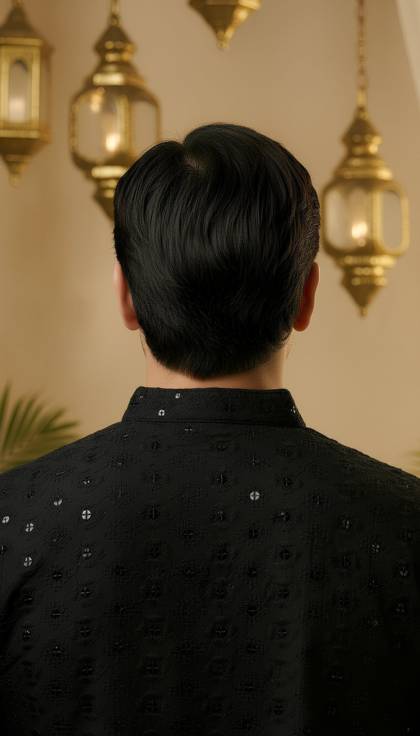 Image of ADHIRAJAN Men Embellished Straight Kurta