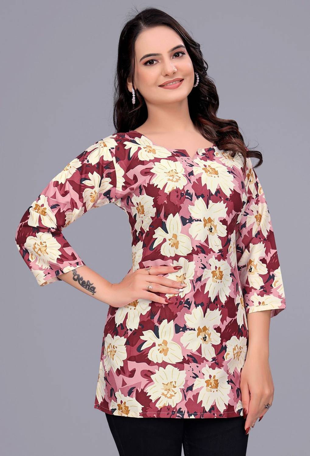 GARIYA Women Printed Cotton Blend Straight Kurta (Multicolor)