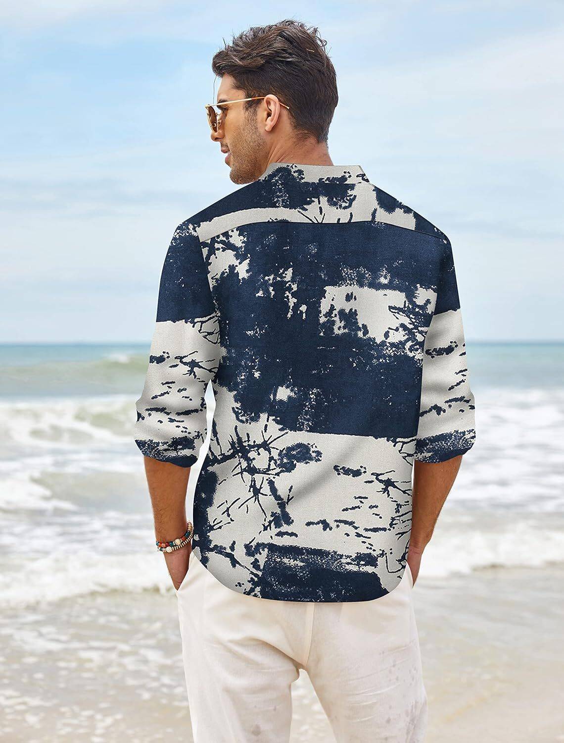 HEMADHAV Men Blue Printed Straight Kurta - Image 2