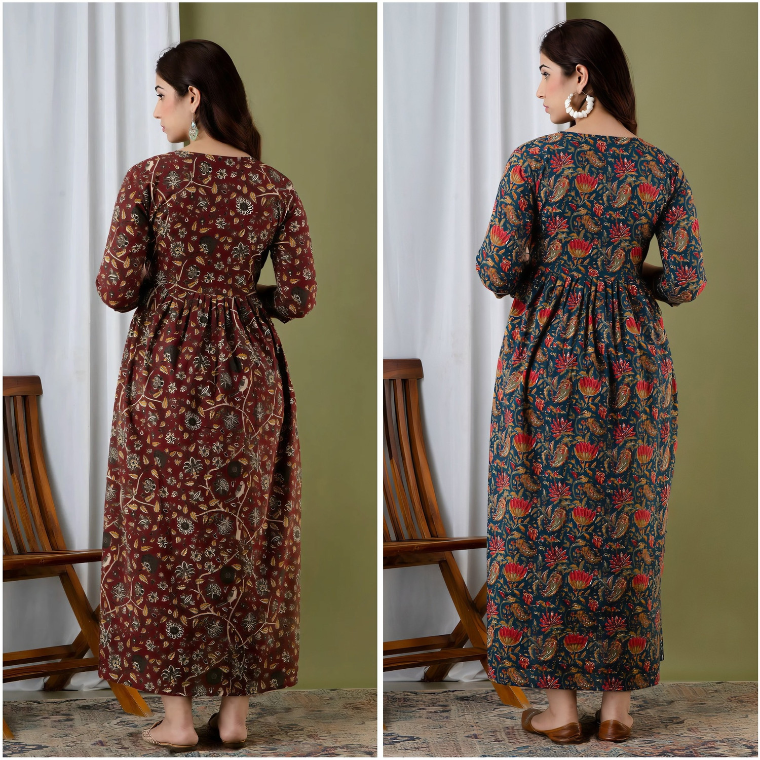 Image of The JD Women Floral Print, Printed Anarkali Kurta