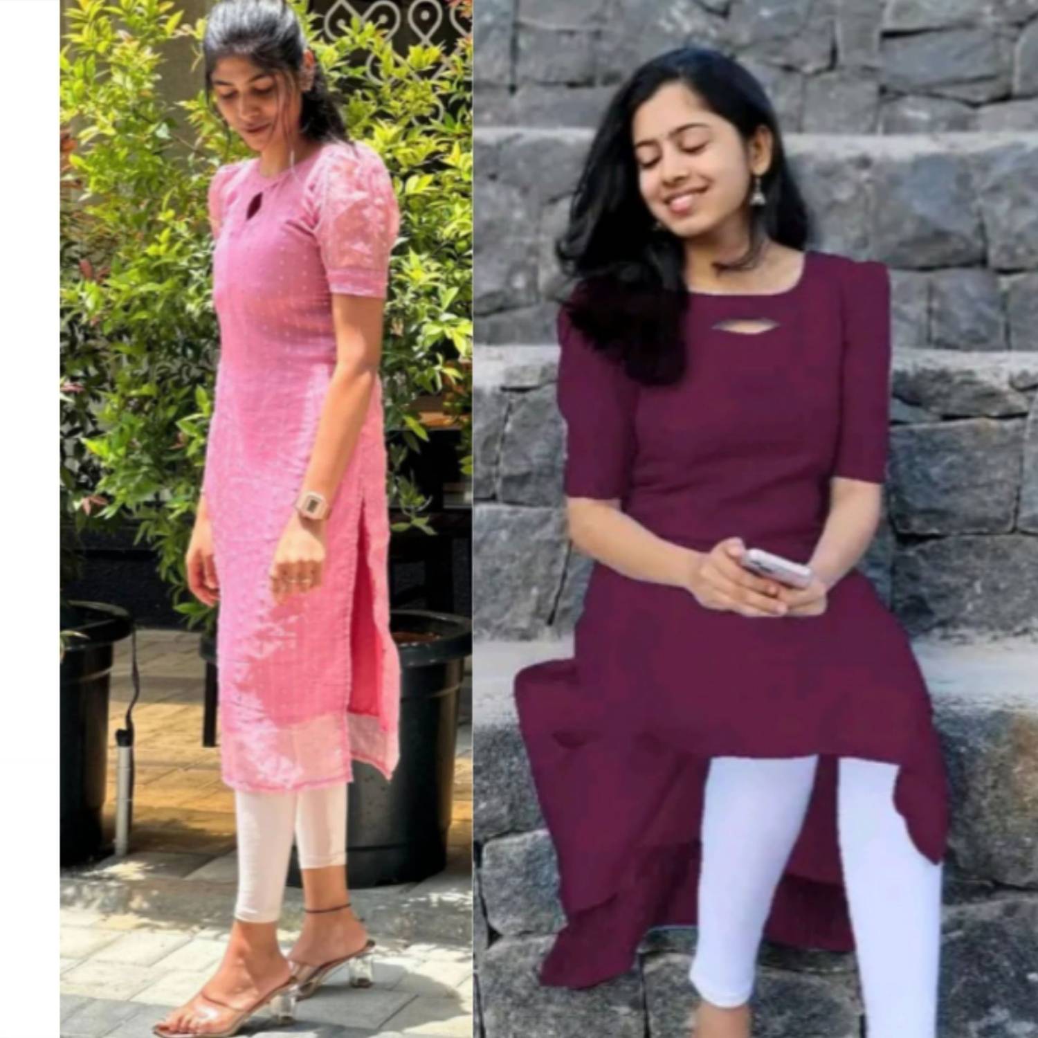 ak fashion mall Pack of 2 Women Solid Organza Flared Kurta (Multi