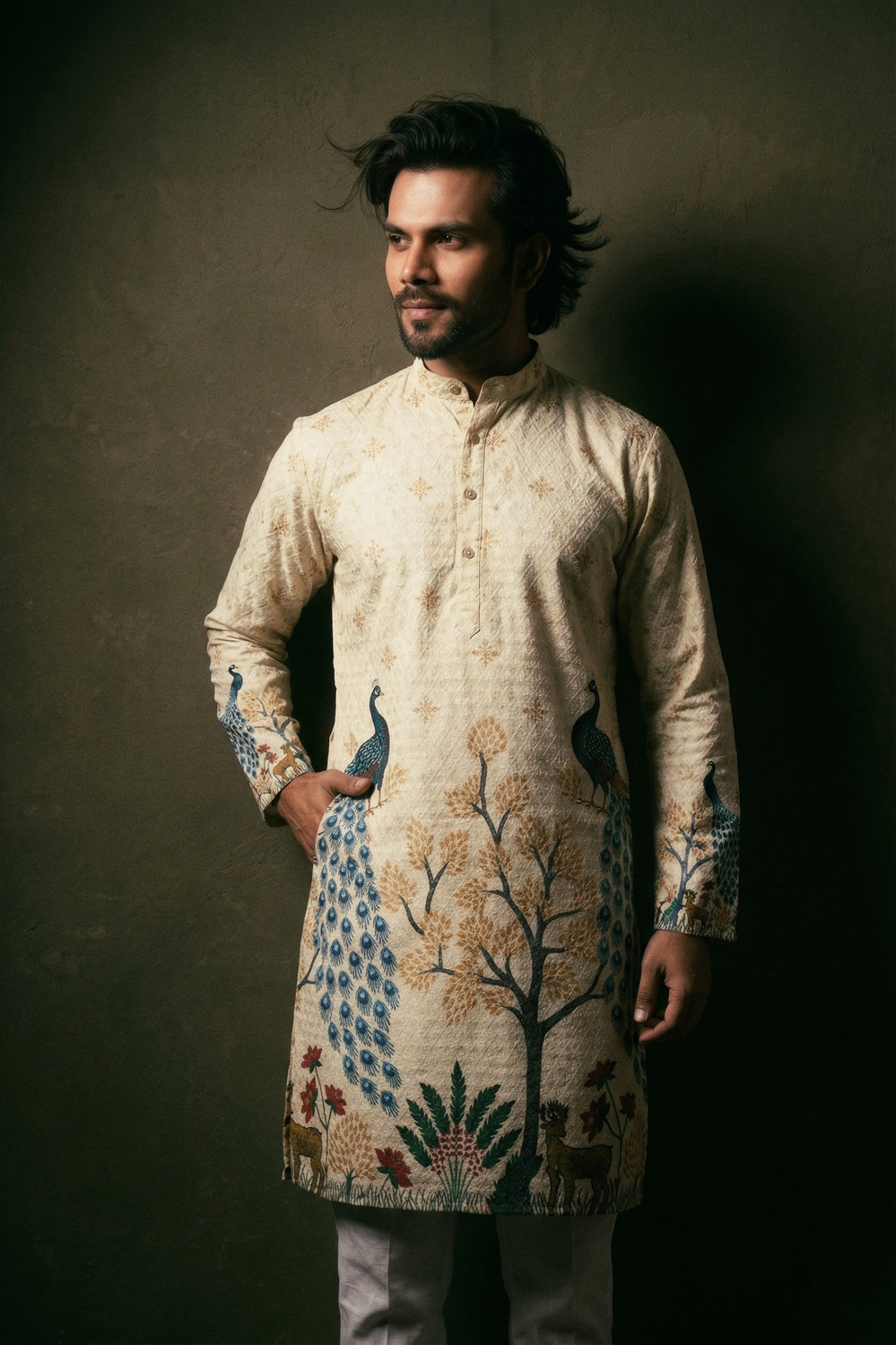 Image of BBS CREATION Men Printed Straight Kurta
