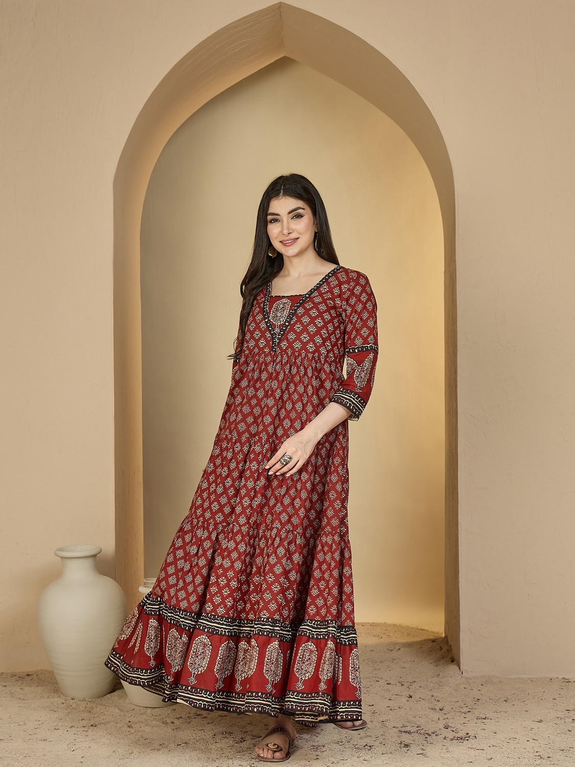 Image of Gulmohar Jaipur Women Printed Anarkali Kurta