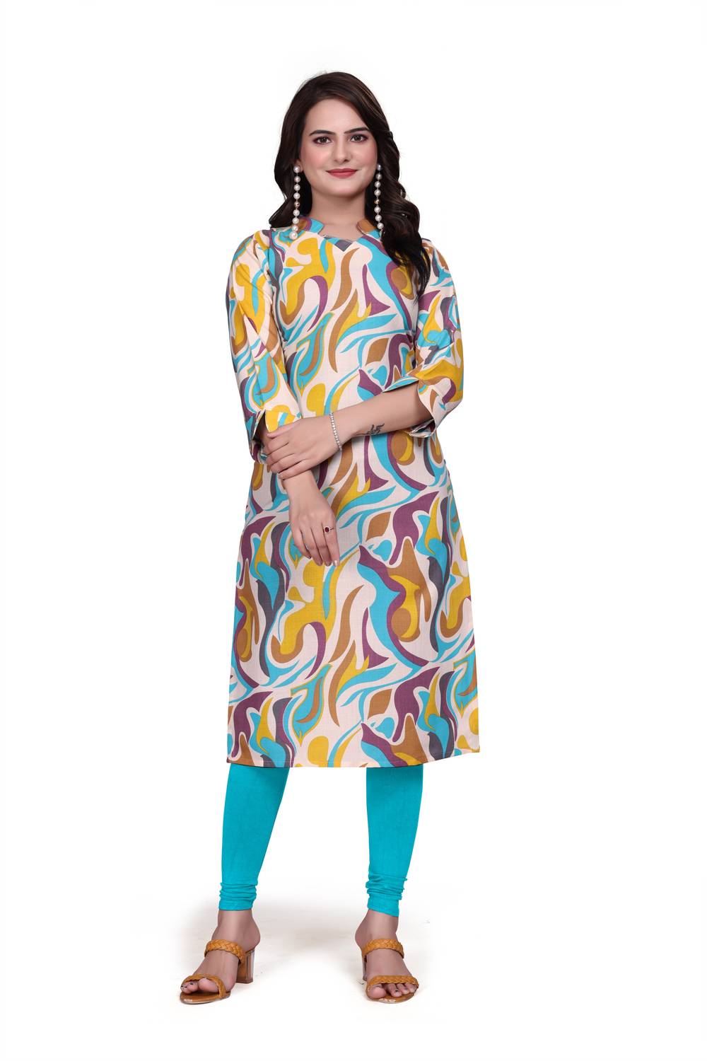 BEEGET FASHION Women Printed Straight Kurta