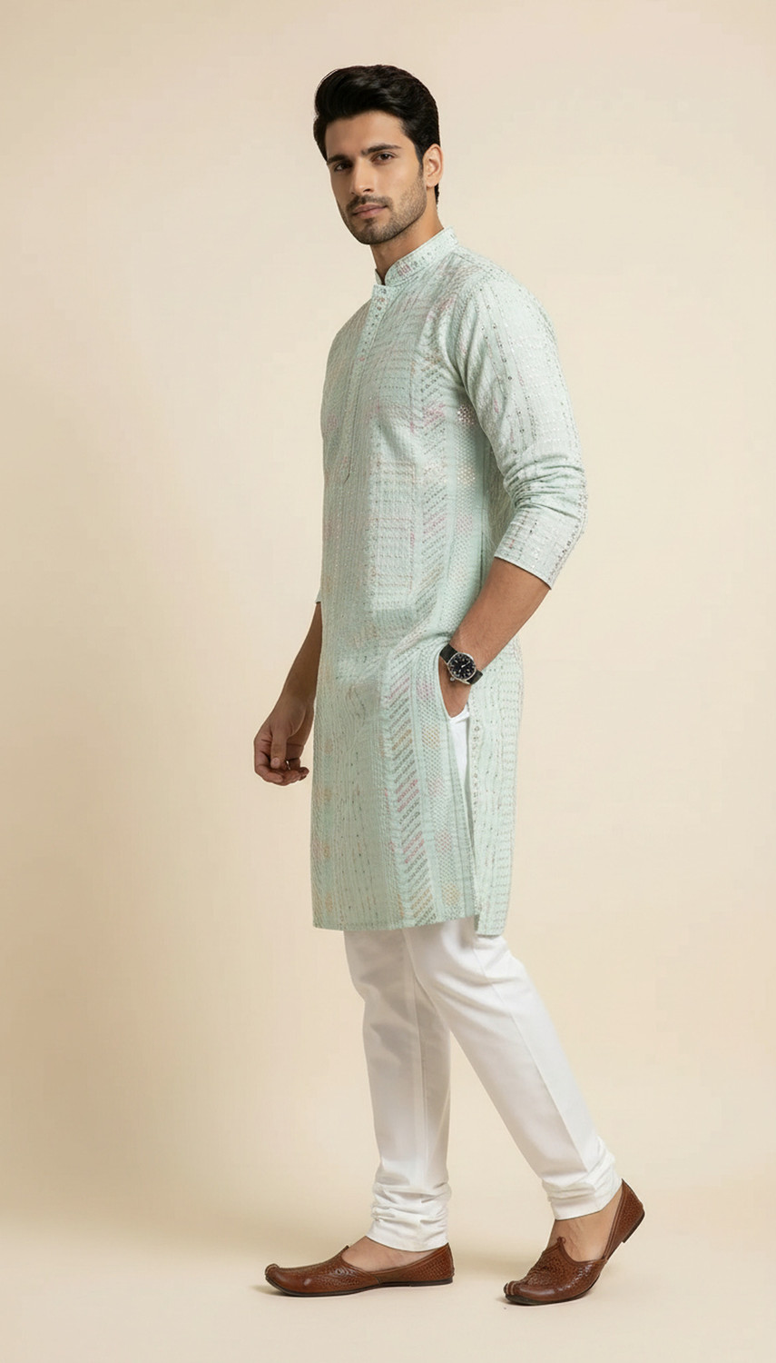 Image of DHASU TRENDZ Men Embroidered Straight Kurta