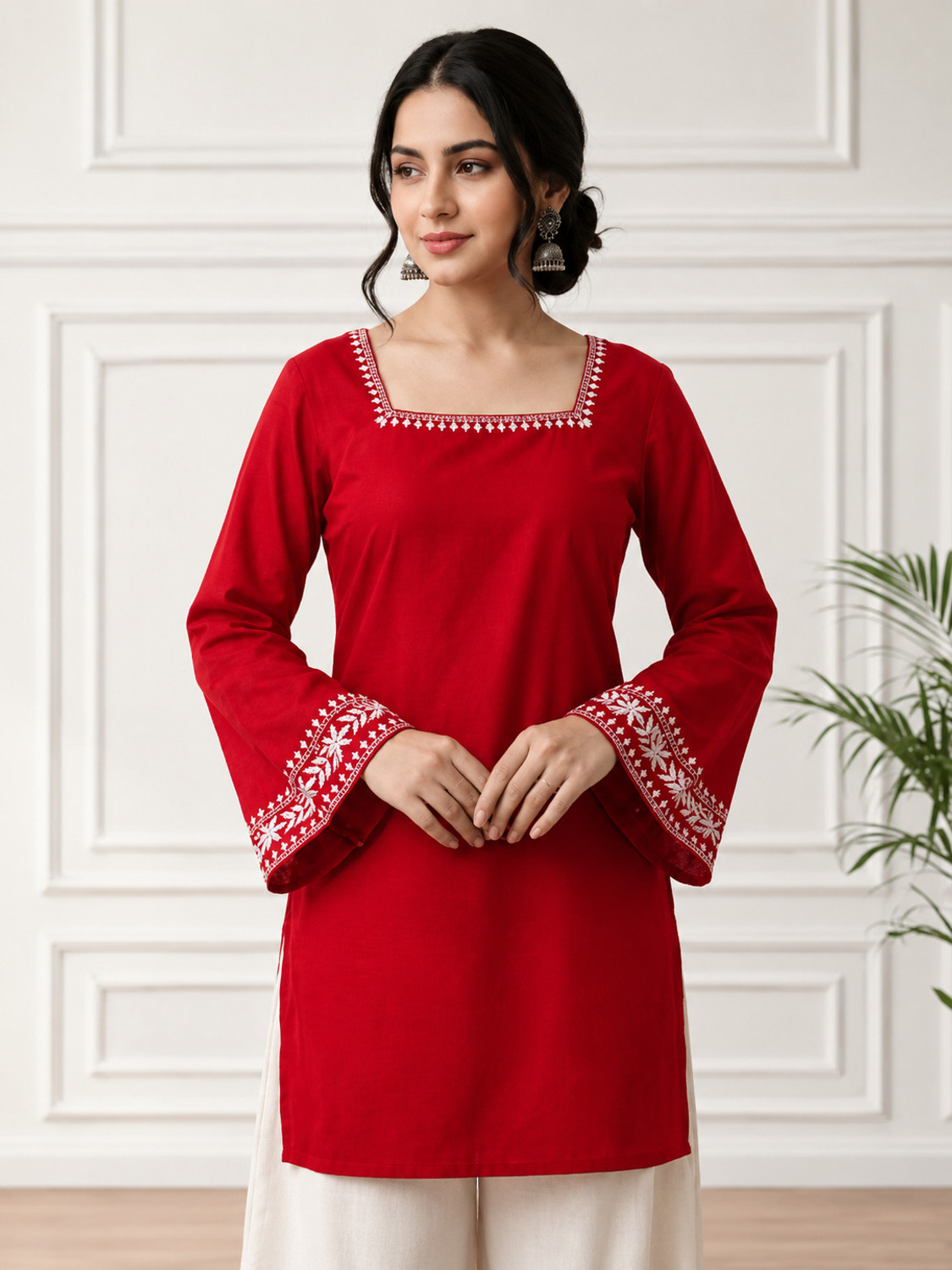Image of VDRA Women Embroidered Straight Kurta