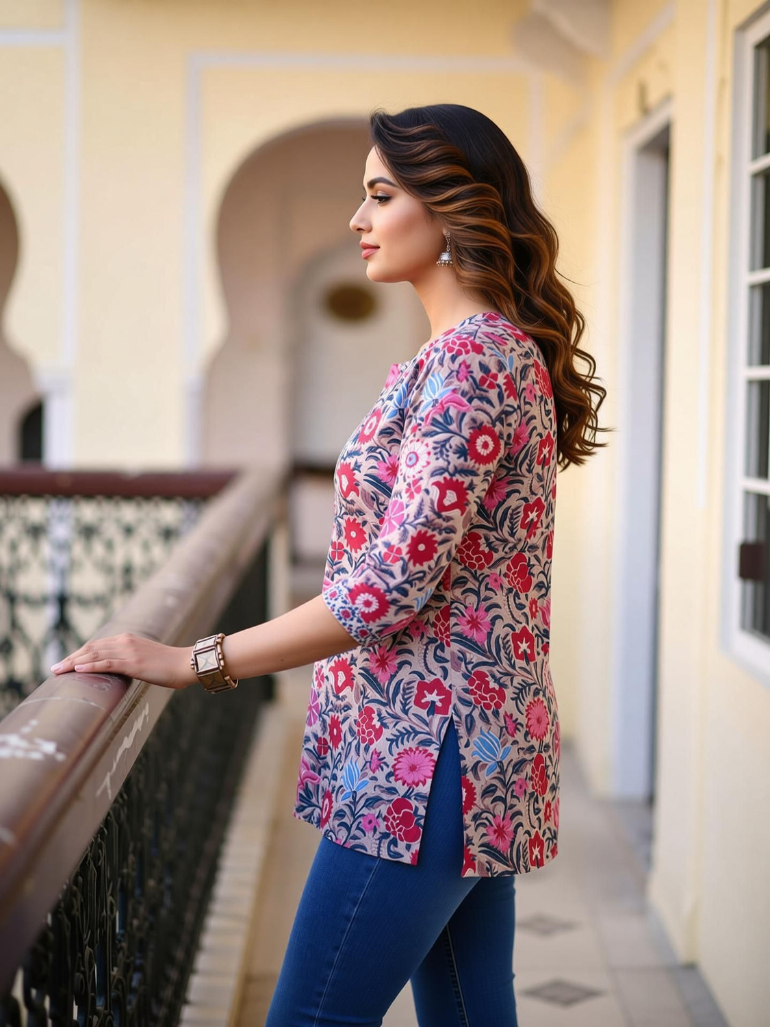 Image of Kairab Women Printed Flared Kurta