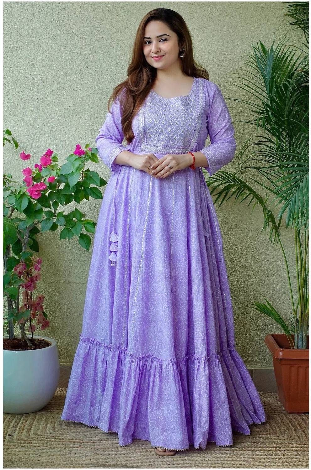 Fox Cover Women Printed, Embellished Cotton Rayon Anarkali Kurta