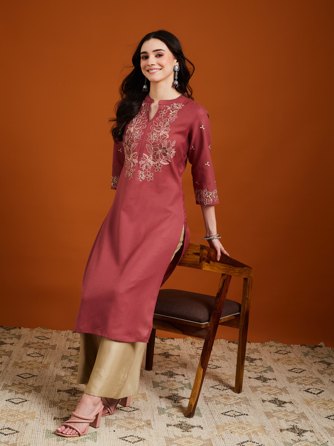 Image of ANOUK Women Embroidered Straight Kurta