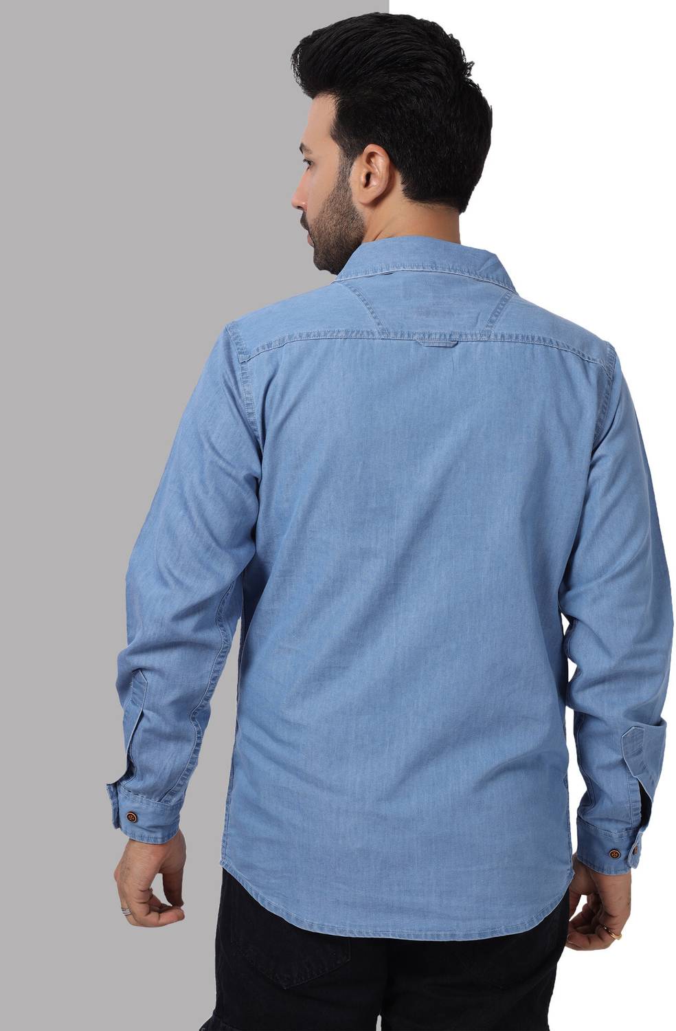 D Finish Men Blue Solid Straight Kurta - Image 2