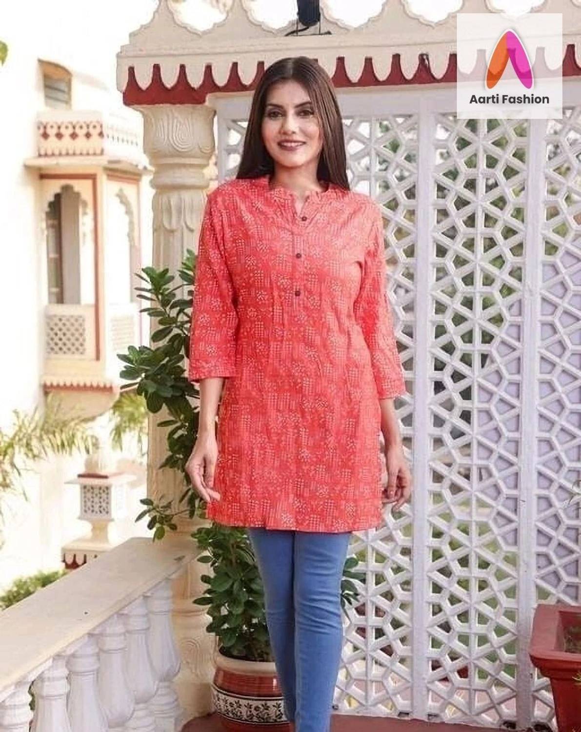 Aarti Fashion Women Printed Viscose Rayon Straight Kurta (Red)