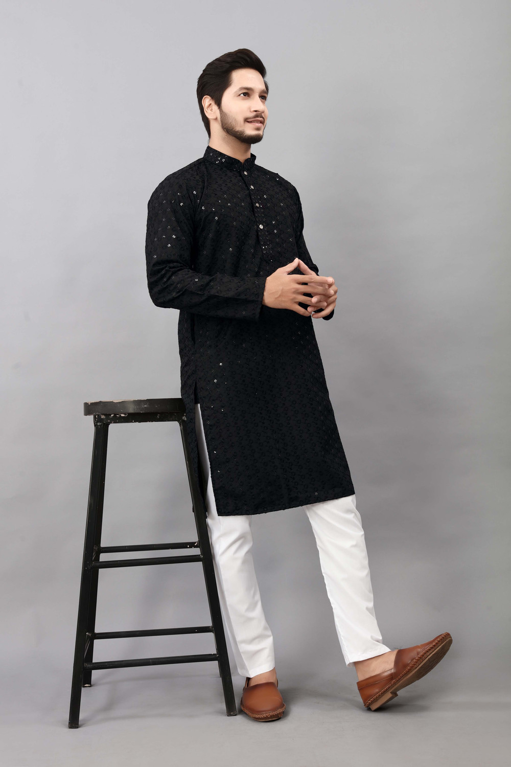 Image of ALMORA Men Embroidered A-line Kurta