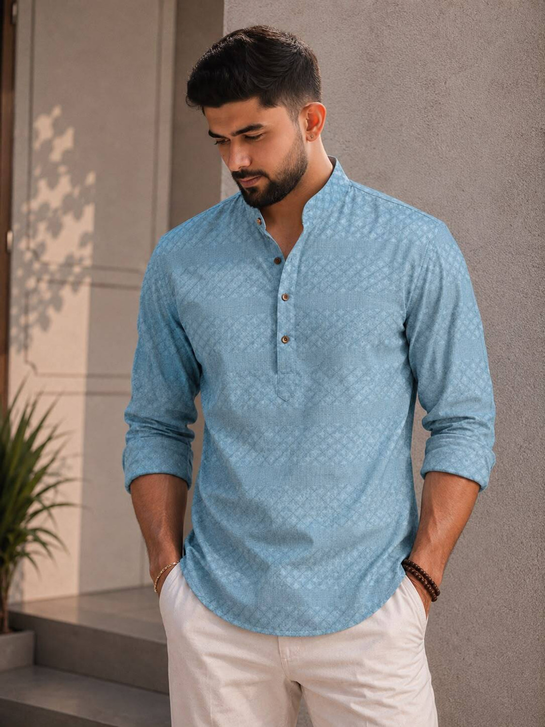 Image of VELLOSTA Men Printed A-line Kurta