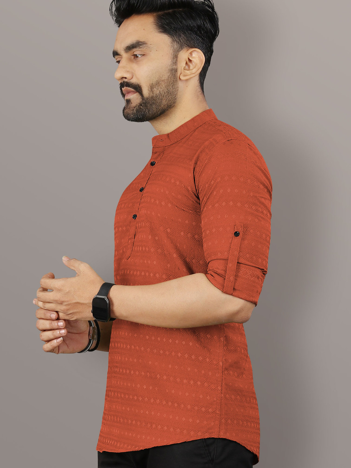 Image of VeBNoR Men Self Design Straight Kurta