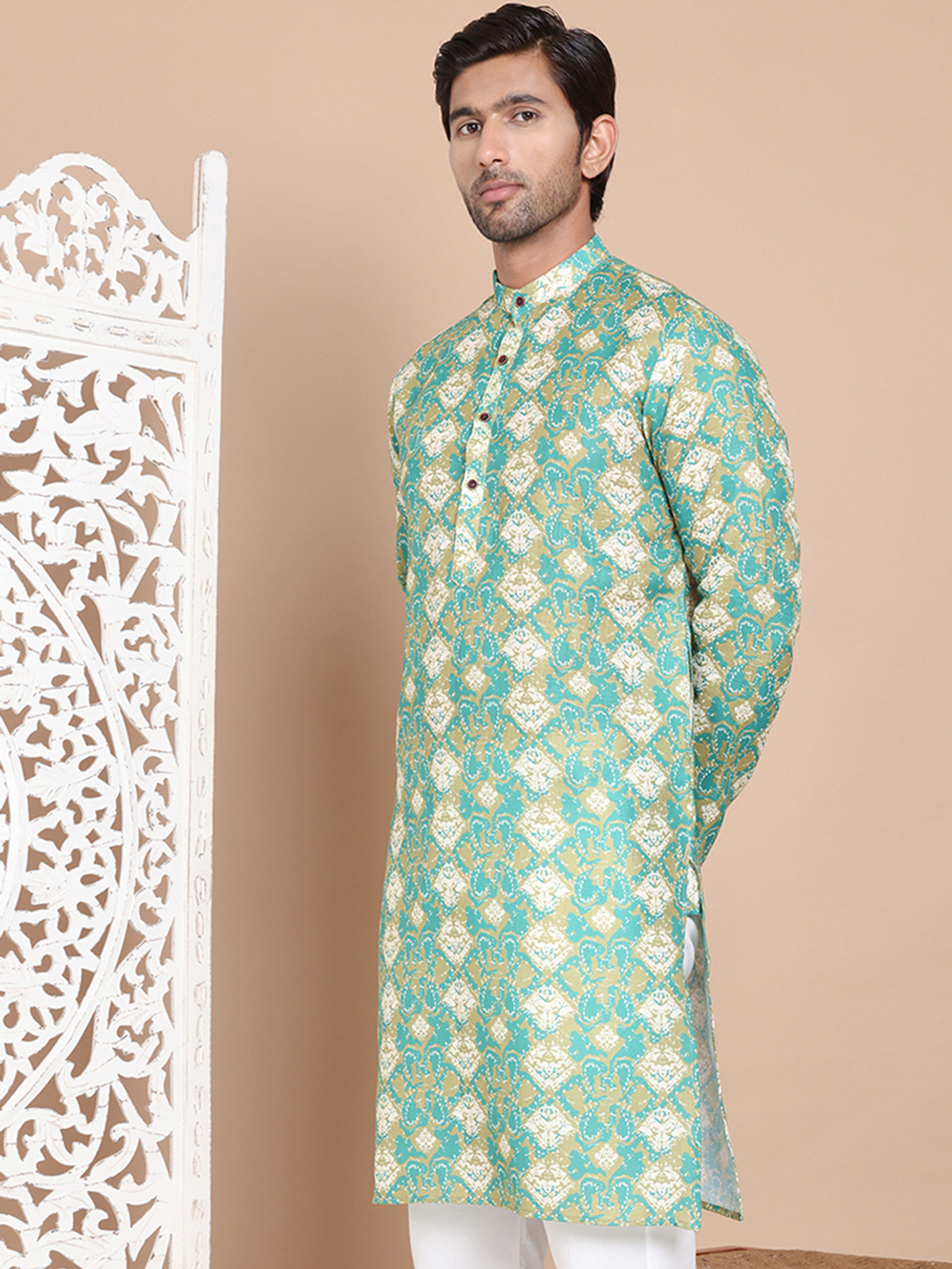 Image of Jompers Men Printed Straight Kurta