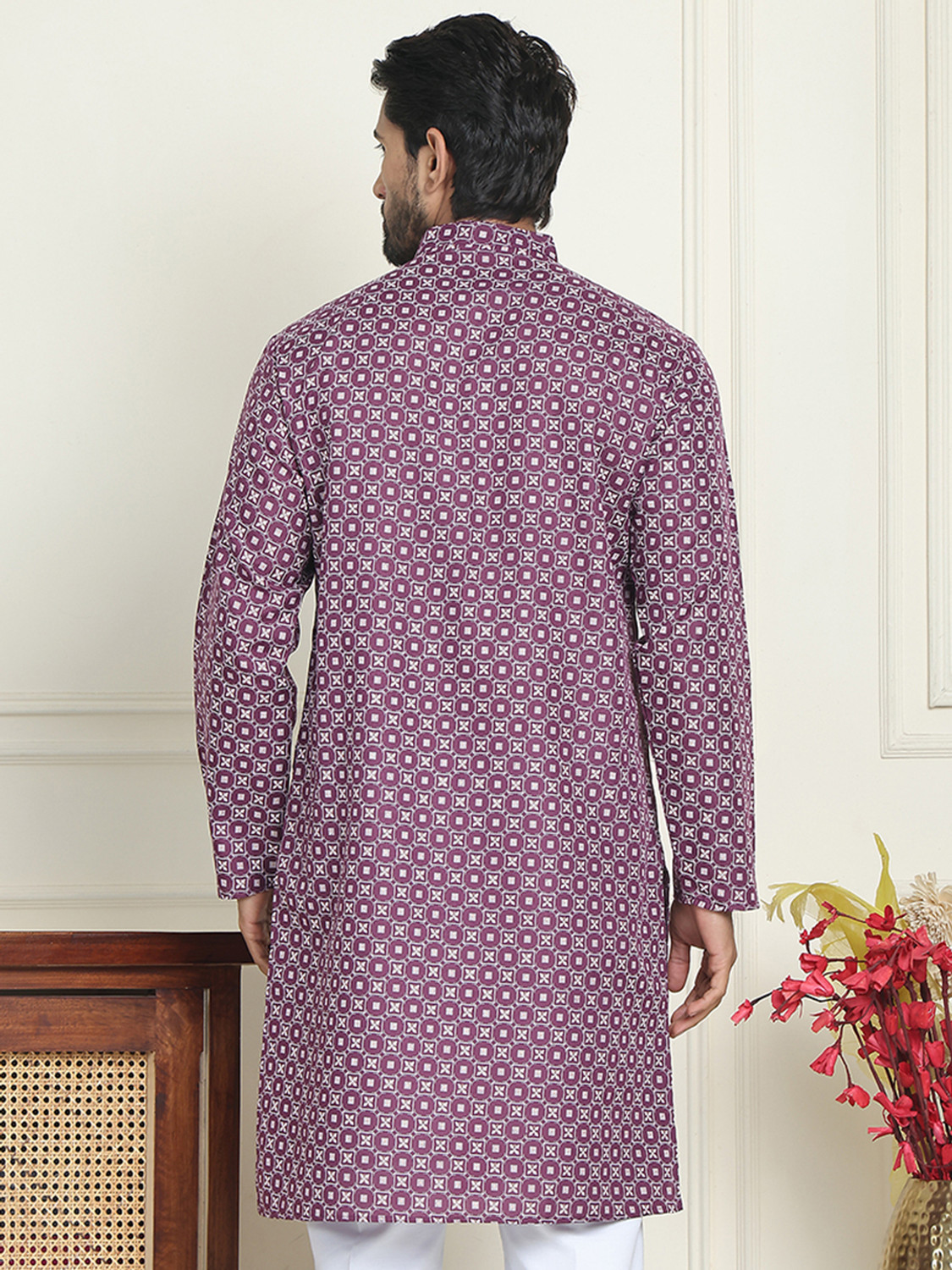 Image of Jompers Men Printed Straight Kurta