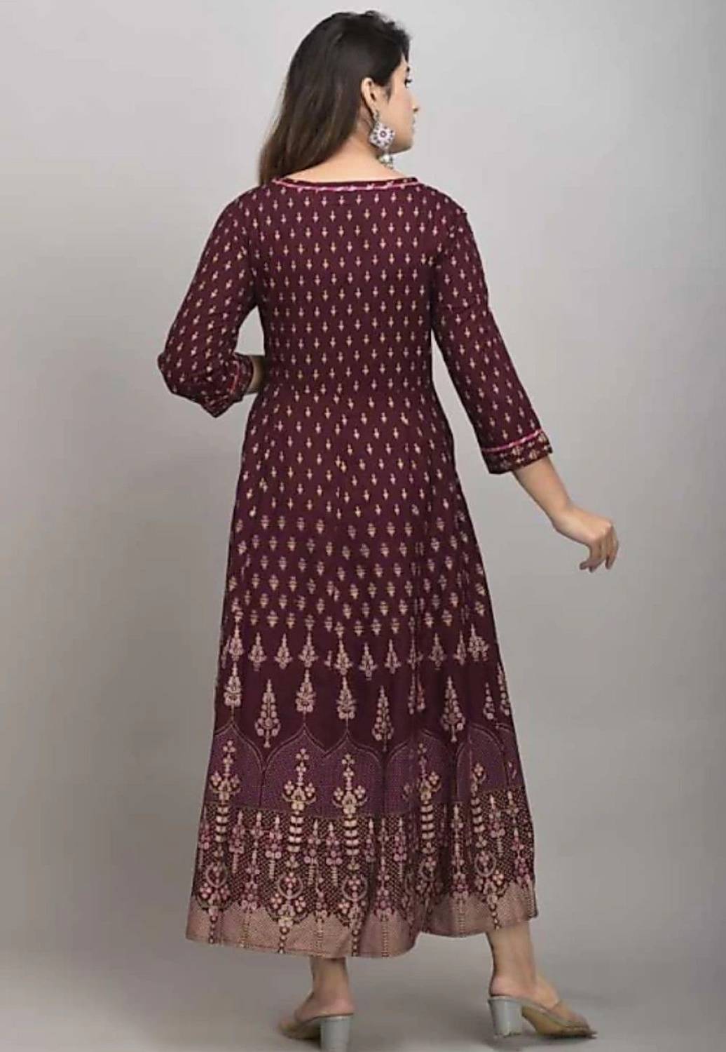 Yashvi Art Women Purple Printed Anarkali Kurta - Image 2