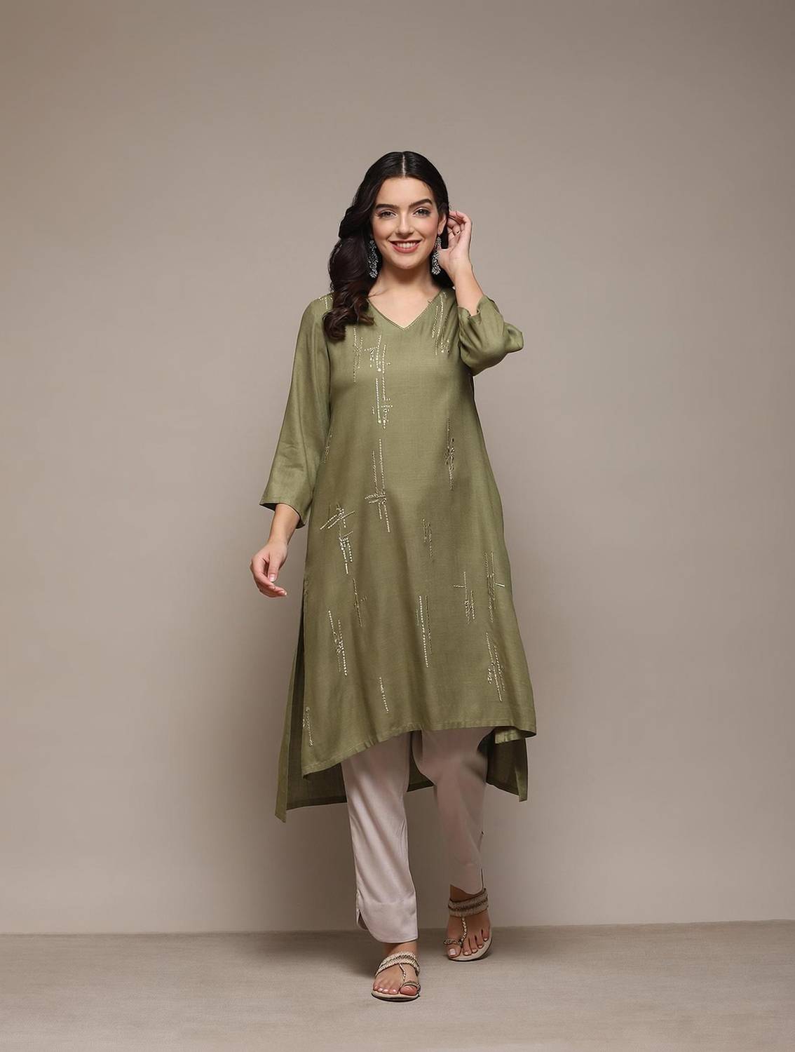 BIBA Women Embroidered Asymmetric Kurta