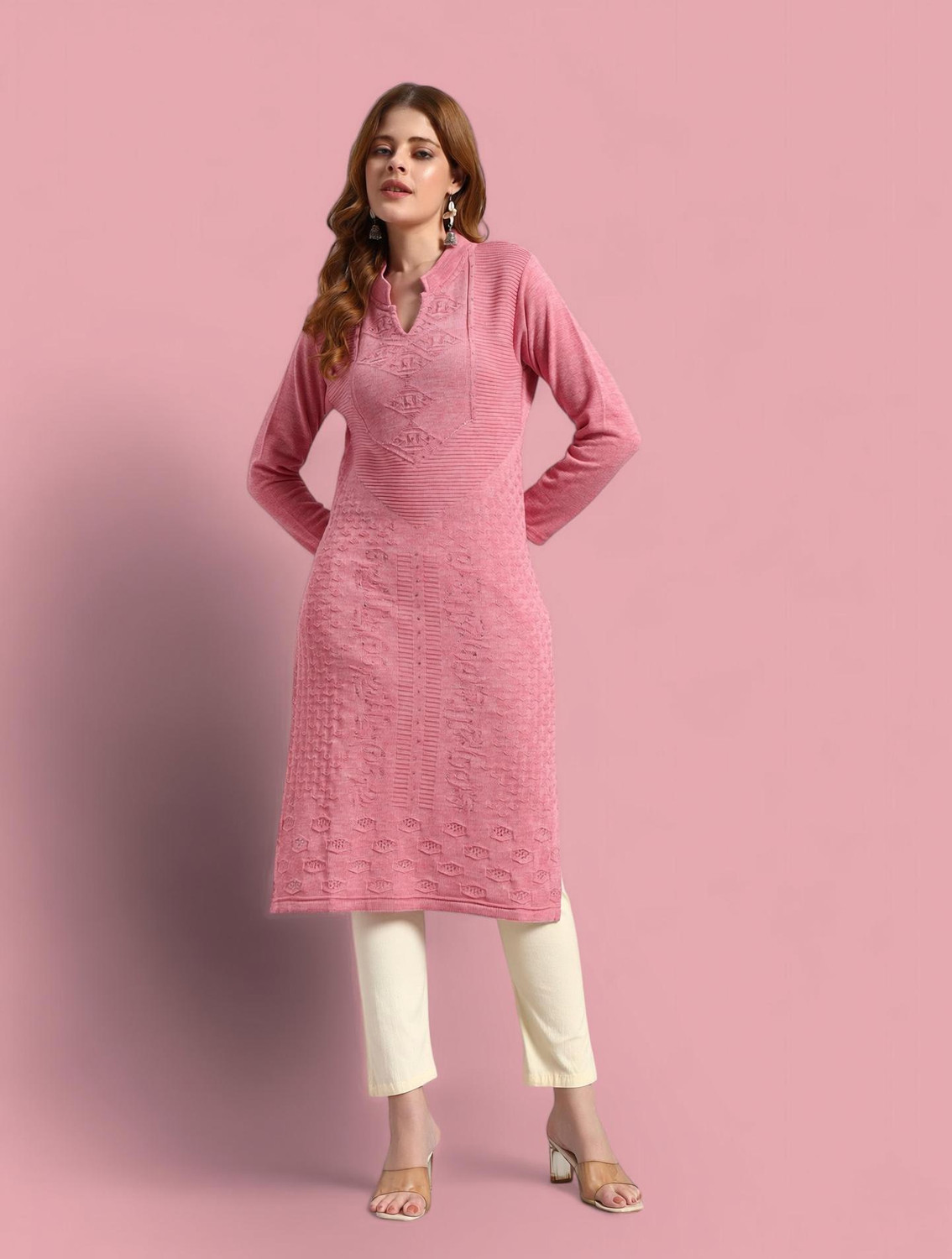 Image of Brayles Women Self Design Straight Kurta
