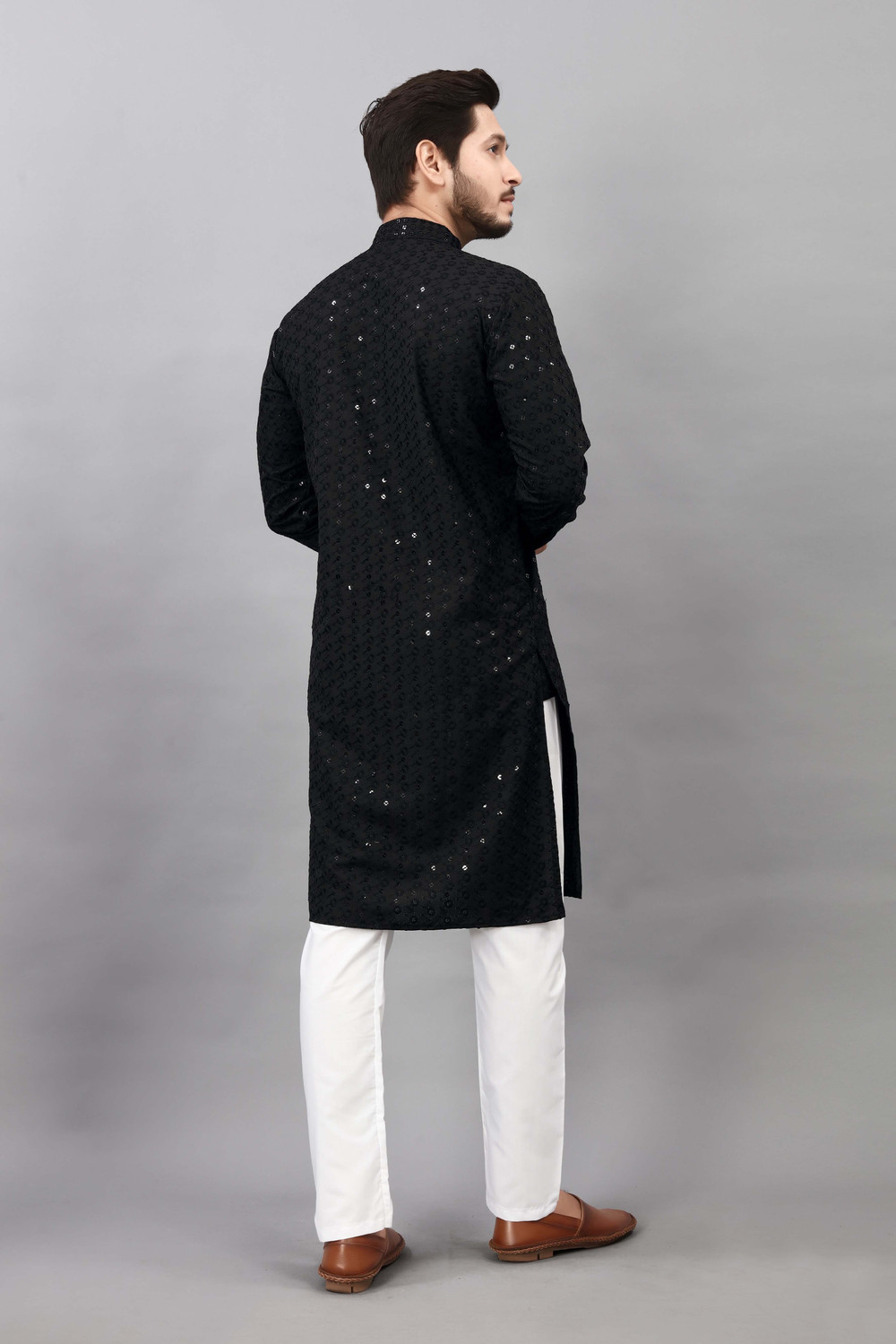Image of ALMORA Men Embroidered A-line Kurta