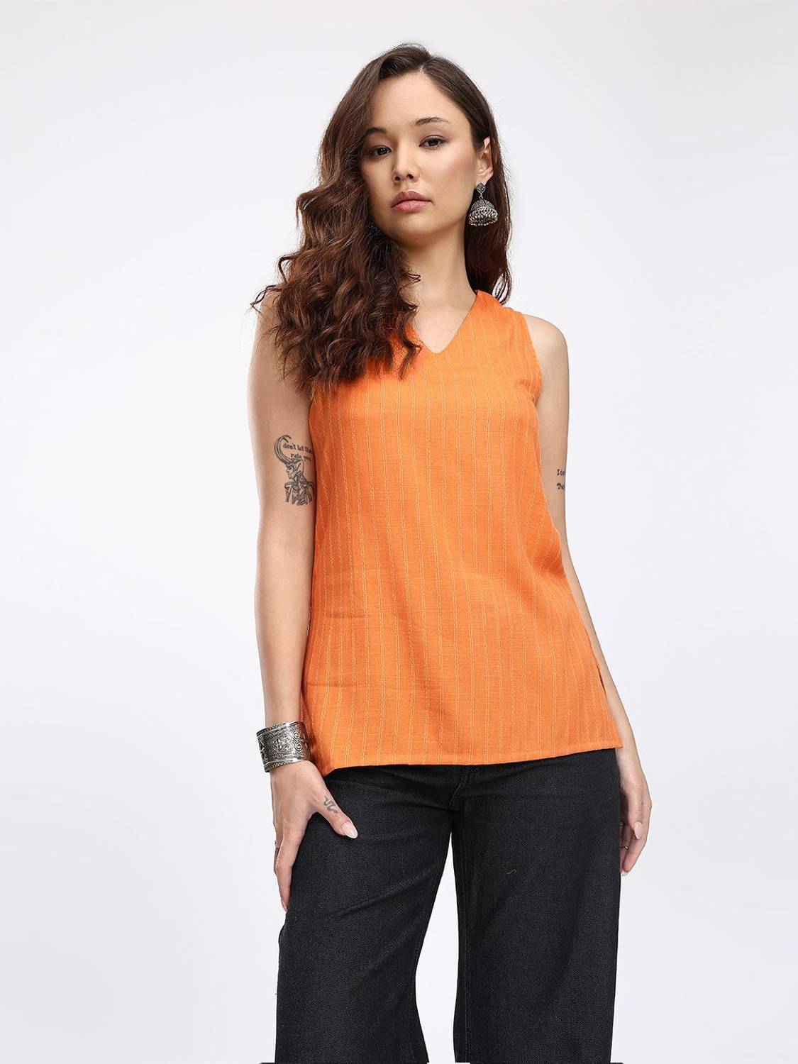 Anouk Rustic Women Striped Straight Kurta
