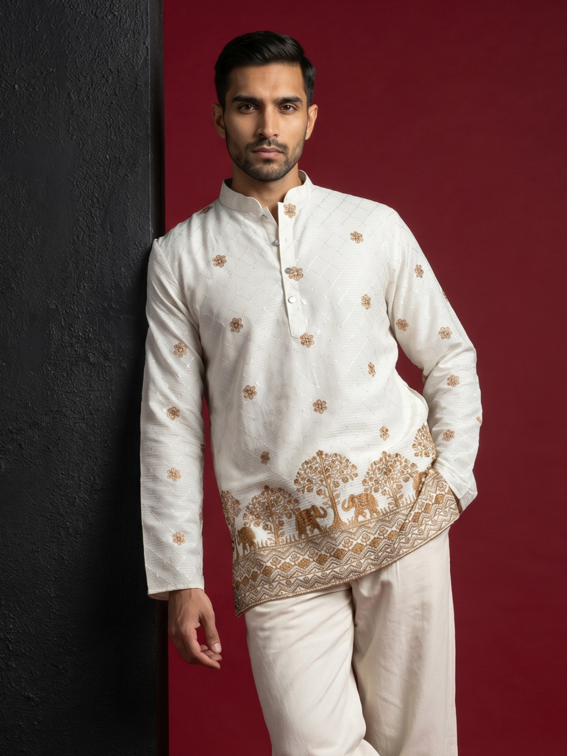 Image of Jompers Men Embroidered Straight Kurta