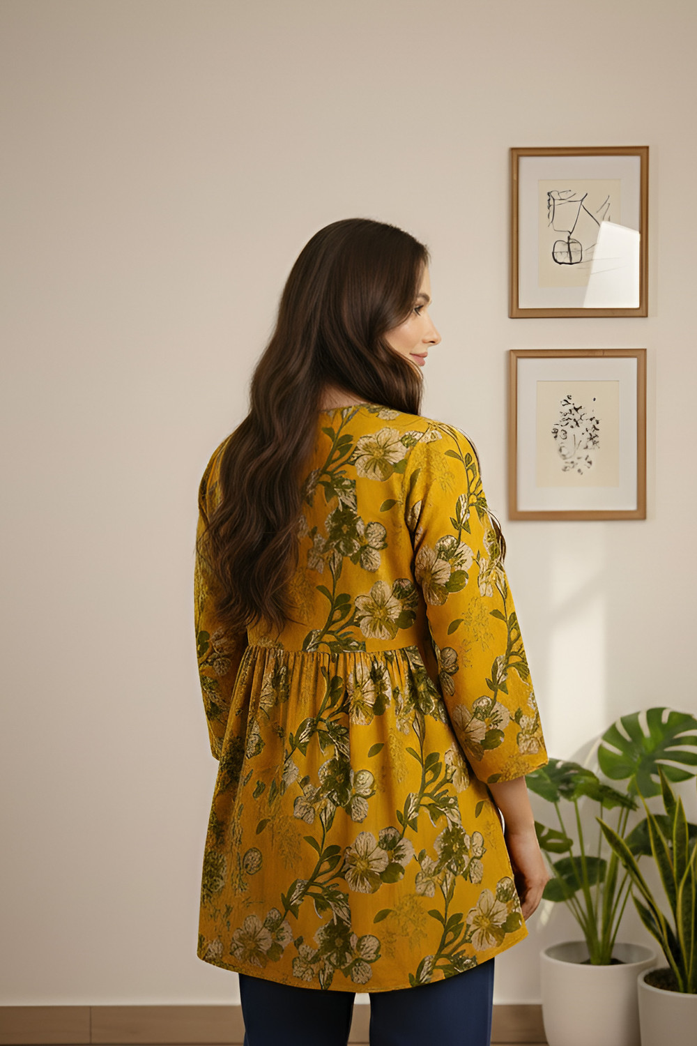 Image of Mialo fashion Women Floral Print Flared Kurta