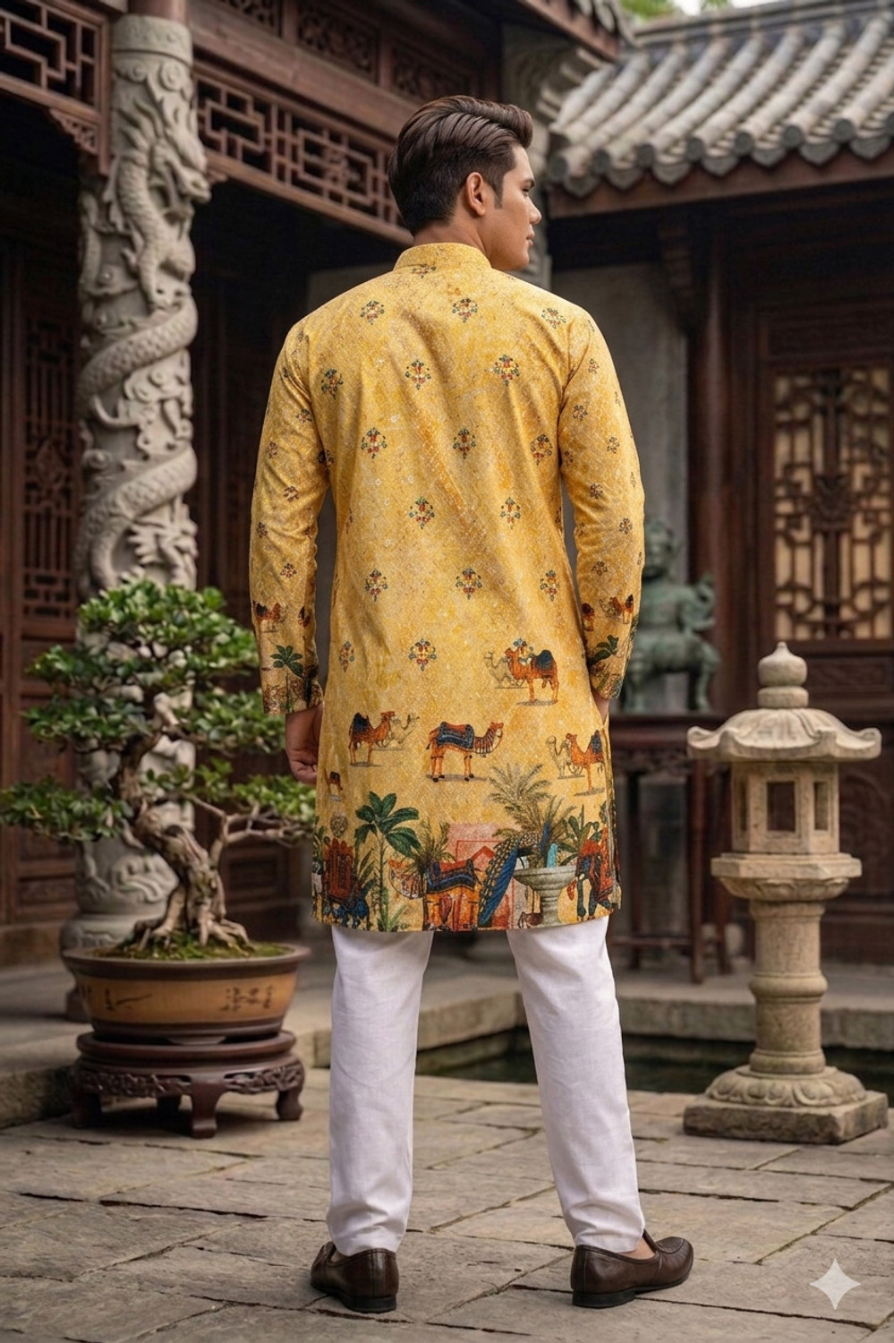 Image of MENTIFIC Men Printed Straight Kurta